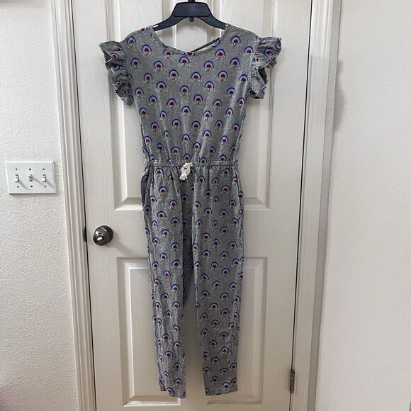Tea Collection What's the Scoop Rainbow Rain Umbrella Jumpsuit Girl's Size 14 - Picture 1 of 14